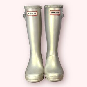HUNTER Original Kids Unisex Nebula Metallic Gold Silver Rain Boots Kids Size 2